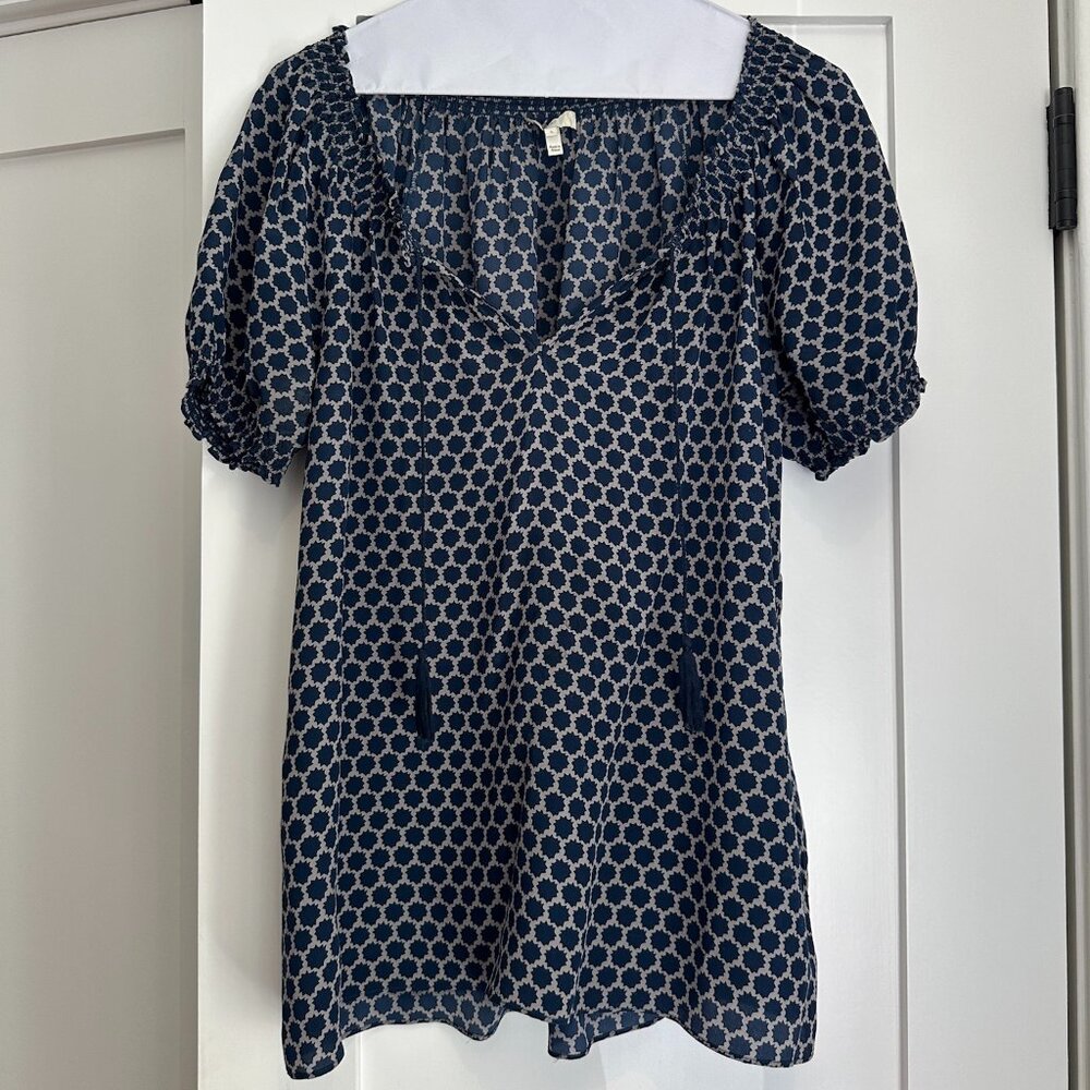 Joie Navy Patterned Blouse